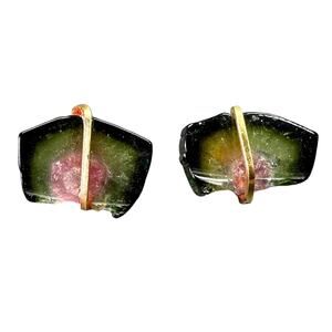 Artisan Wrapped Watermelon Agate Stud Earrings